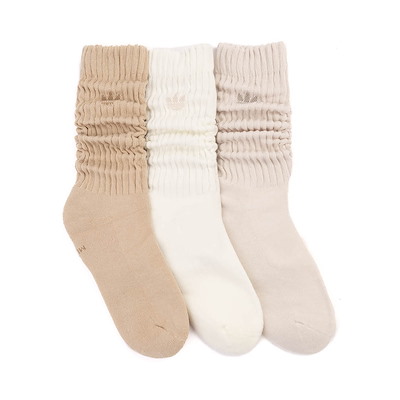 Main view of adidas Originals Scrunch Crew Socks 3 Pack - Pink Wave / Off White / Stone Khaki