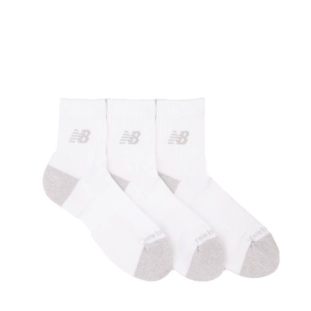 Mens New Balance Cushion Quarter Socks 3 Pack - White