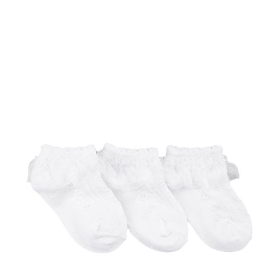 Main view of Ruffle Top Heart Quarter Socks 3 Pack - Baby - White