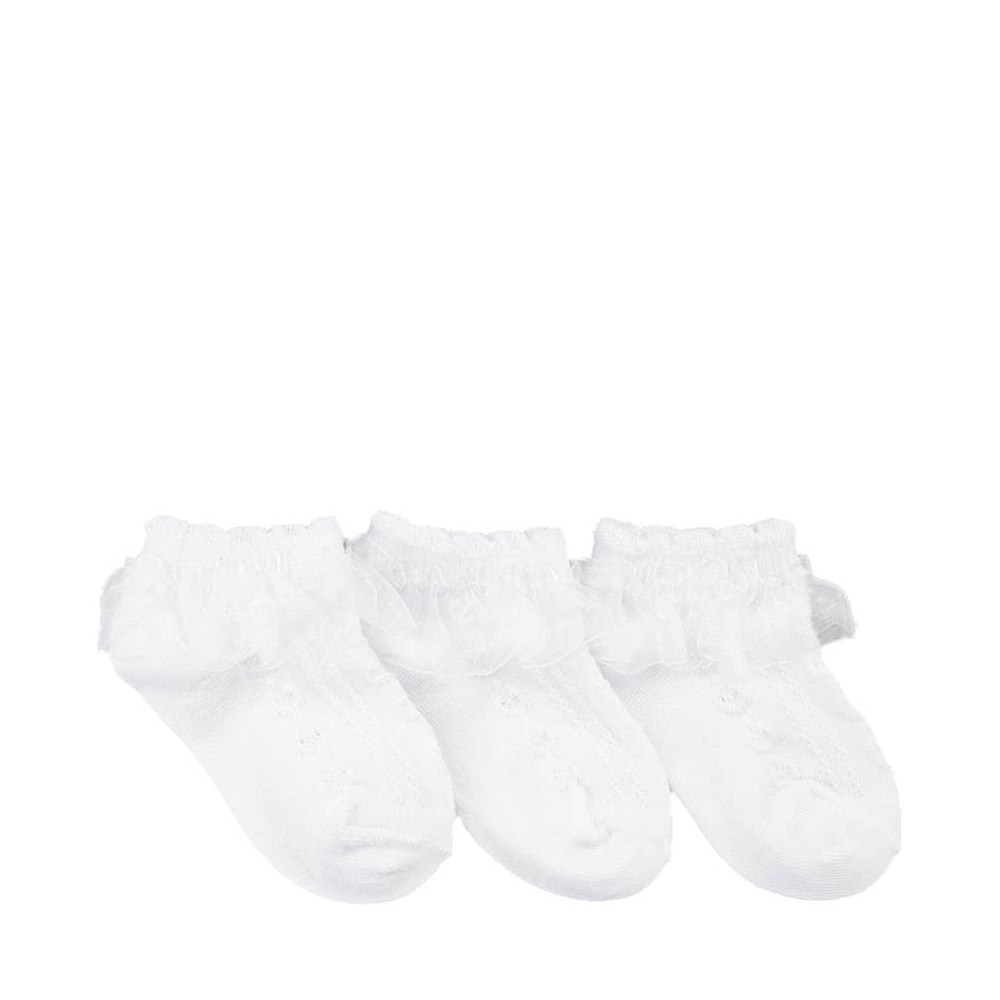 Ruffle Top Heart Quarter Socks 3 Pack - Baby - White