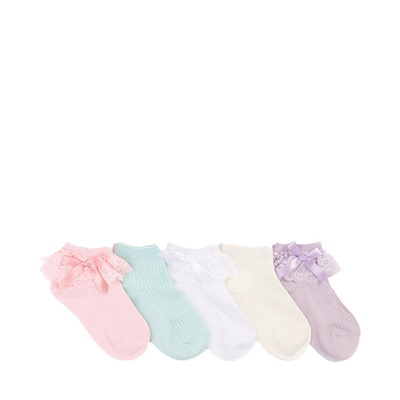 Main view of Lacy Bow Ribbed Quarter Socks 5 Pack - Toddler - Pastel Multicolor