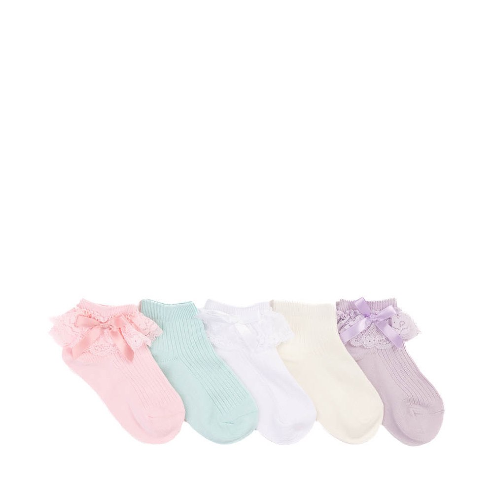 Lacy Bow Ribbed Quarter Socks 5 Pack - Toddler - Pastel Multicolor