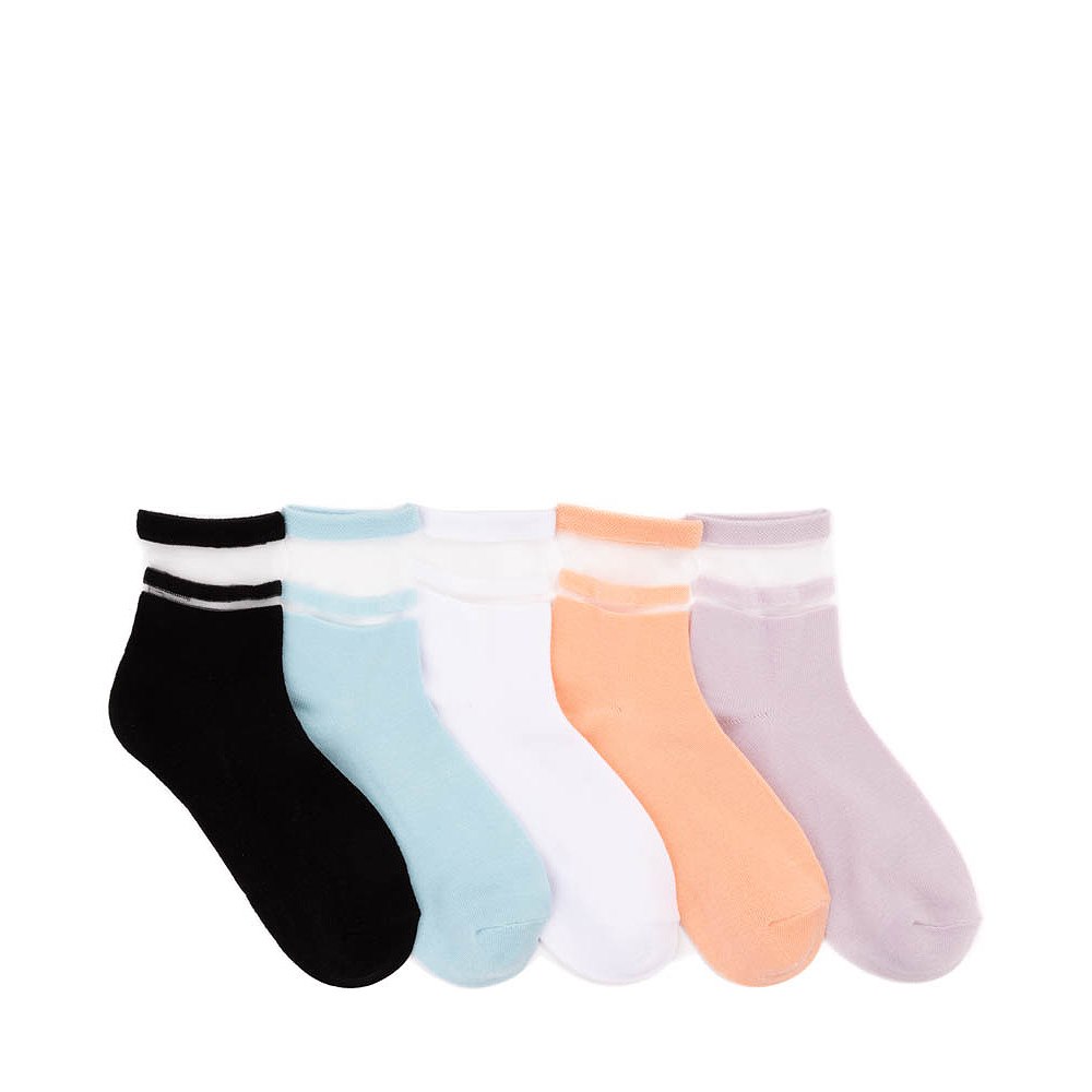 Womens Filament Stripes Quarter Socks 5 Pack - Multicolor