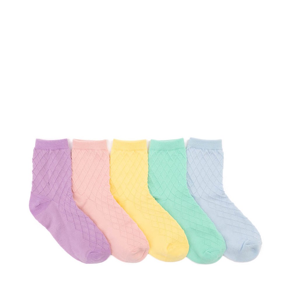 Womens Quilted Quarter Socks 5 Pack - Multicolor