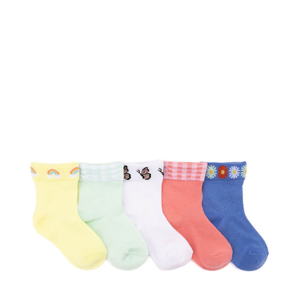 Rainbow Wide Welt Quarter Socks 5 Pack - Toddler - Multicolor