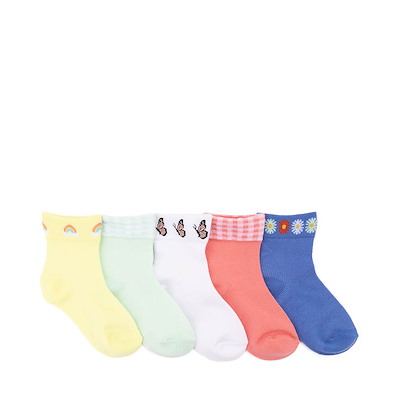 Main view of Rainbow Wide Welt Quarter Socks 5 Pack - Little Kid - Multicolor