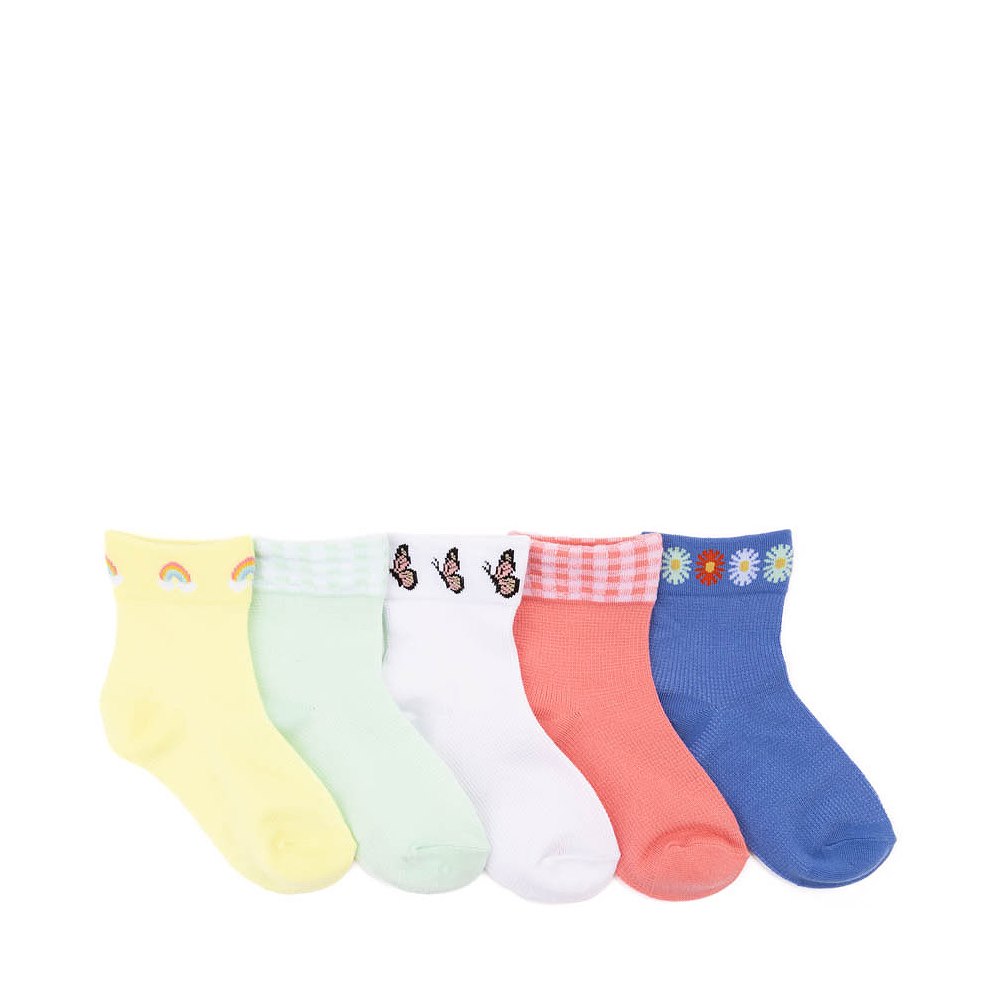 Rainbow Wide Welt Quarter Socks 5 Pack - Little Kid - Multicolor
