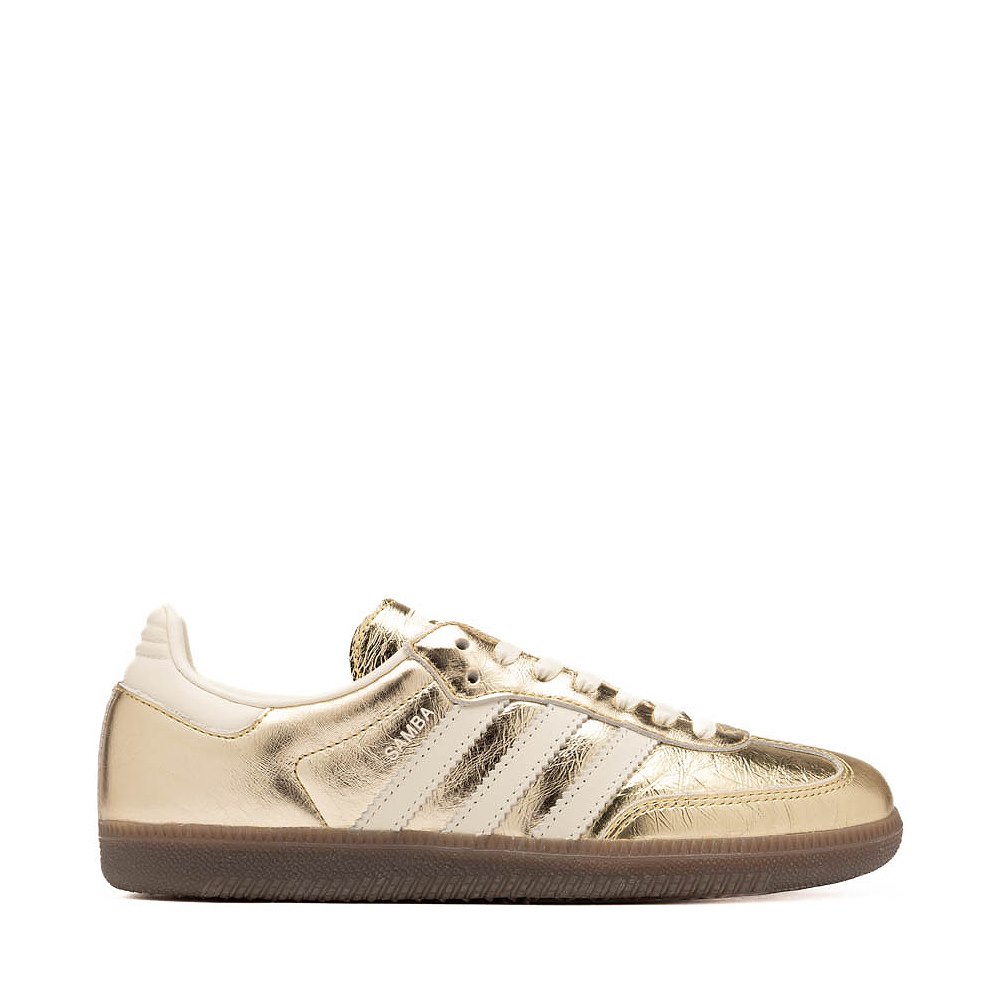 Womens adidas Samba OG Athletic Shoe - Gold Metallic / Off White / Gum