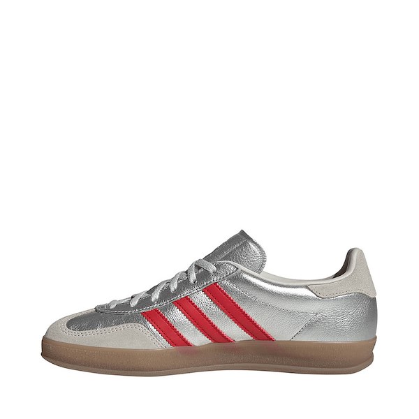 alternate view Womens adidas Gazelle Indoor Athletic Shoe - Silver Metallic / Better Scarlet / Grey OneALT1