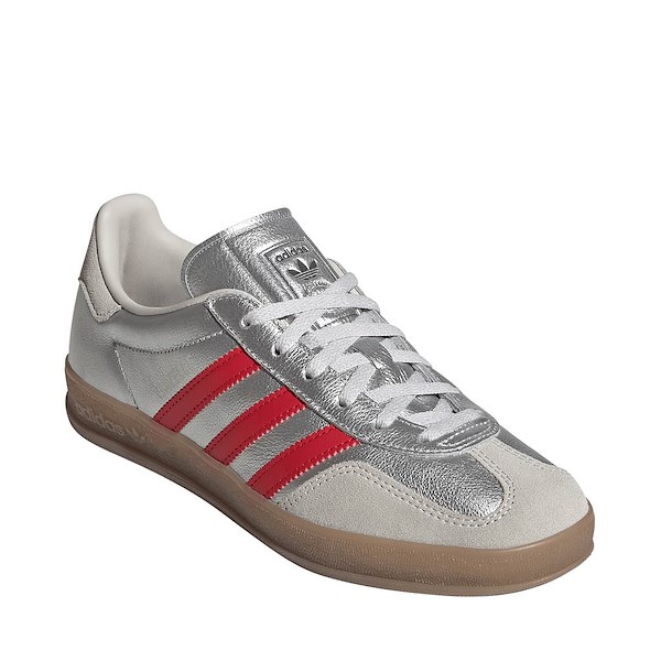 alternate view Womens adidas Gazelle Indoor Athletic Shoe - Silver Metallic / Better Scarlet / Grey OneALT5