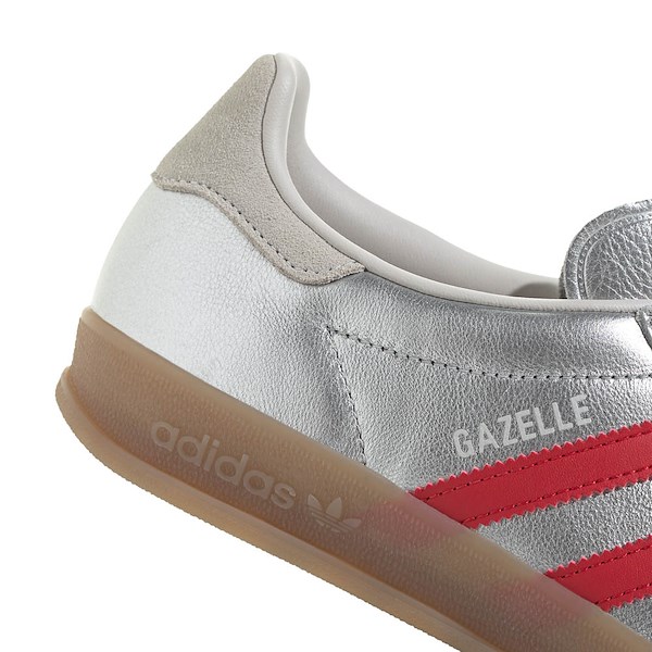 alternate view Womens adidas Gazelle Indoor Athletic Shoe - Silver Metallic / Better Scarlet / Grey OneALT5B