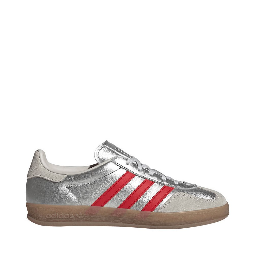 Womens adidas Gazelle Indoor Athletic Shoe - Silver Metallic / Better Scarlet / Grey One