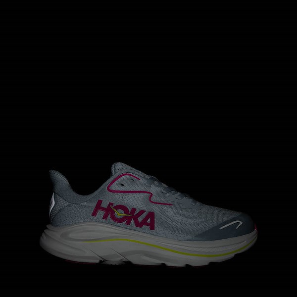 alternate view HOKA Clifton 10 Athletic Shoe - Big Kid - Overcast / Neon DragonfruitALT1