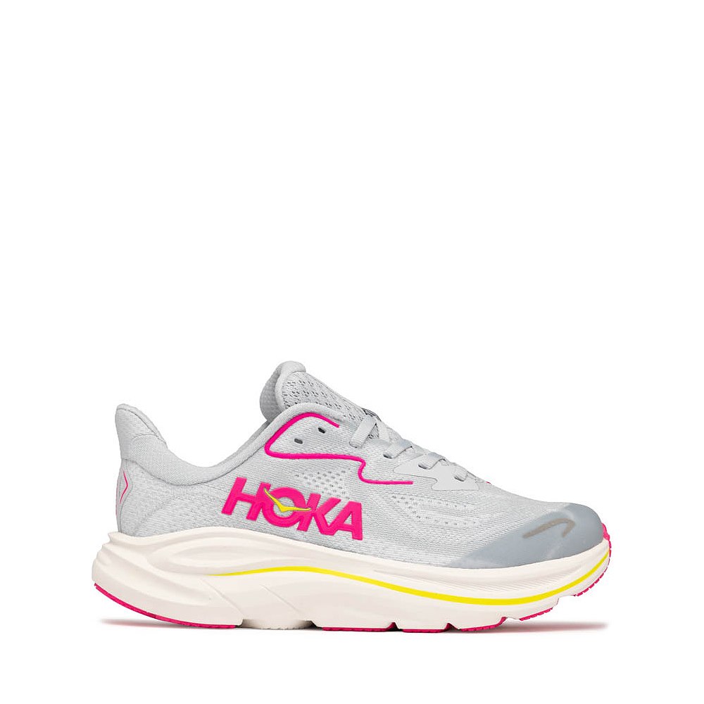 HOKA Clifton 10 Athletic Shoe - Big Kid - Overcast / Neon Dragonfruit