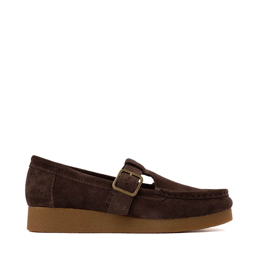 Womens Clarks Wallabee Evo T-Bar Mocassin - Chocolate