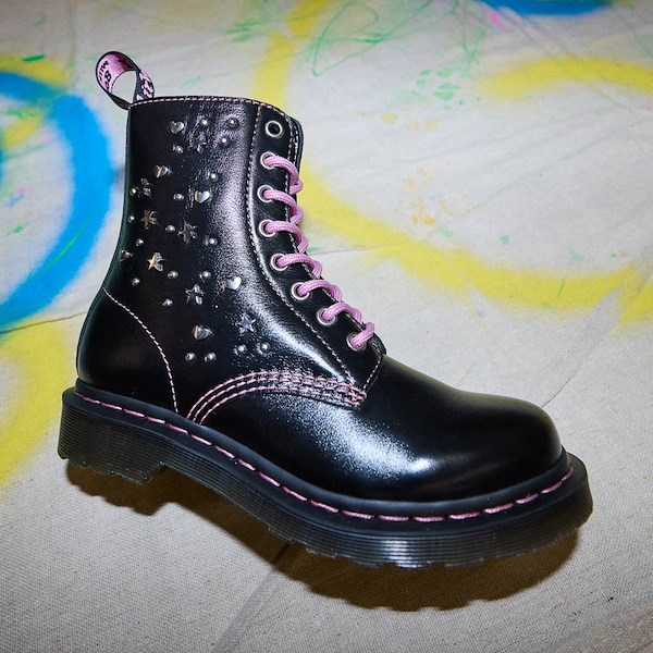 alternate view Womens Dr. Martens 1460 Pascal Hearts + Stars 8 Eye Boot - BlackHERO