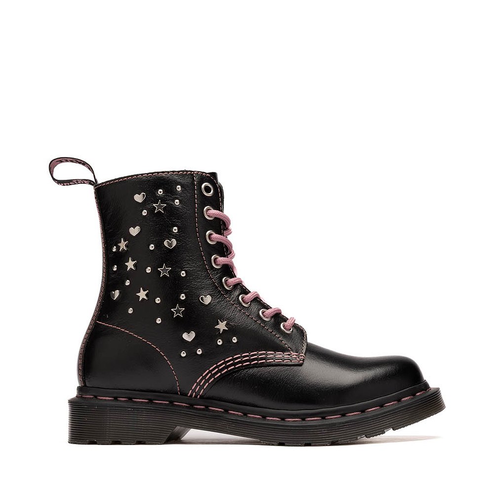 Womens Dr. Martens 1460 Pascal Hearts + Stars 8 Eye Boot - Black