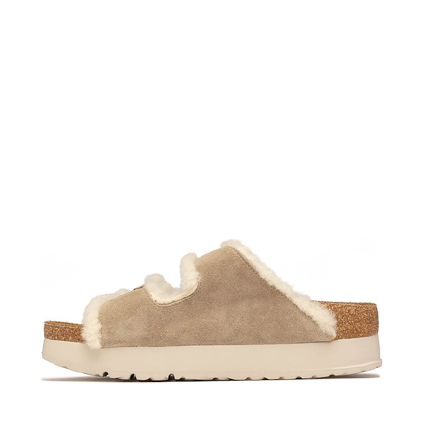 alternate view Womens Papillio by Birkenstock&reg; Arizona Flex Platform Shearling Sandal - TaupeALT1