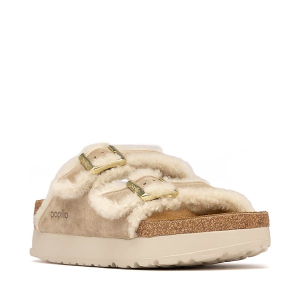 alternate view Womens Papillio by Birkenstock&reg; Arizona Flex Platform Shearling Sandal - TaupeALT5