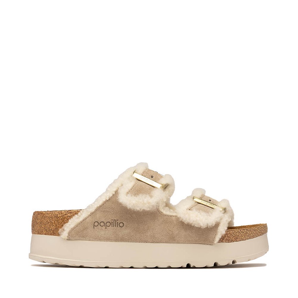 Womens Papillio by Birkenstock&reg; Arizona Flex Platform Shearling Sandal - Taupe