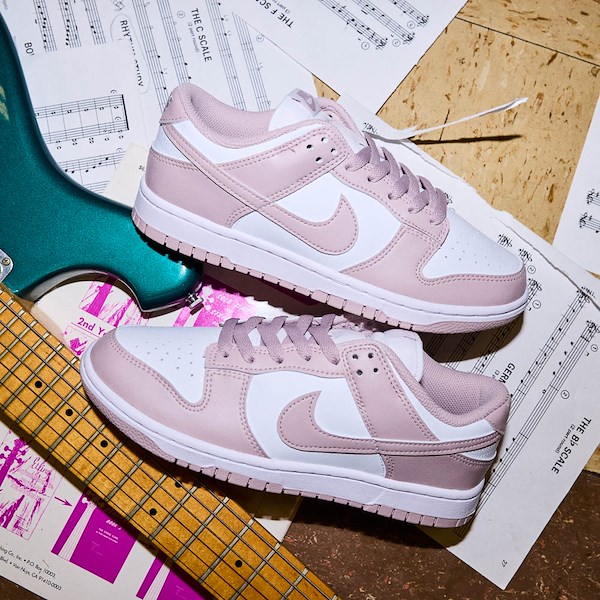 Womens Nike Dunk Low Athletic Shoe - White / Particle Rose