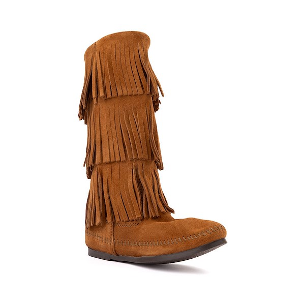 alternate view Womens Minnetonka 3-Layer Fringe Boot - BrownALT5