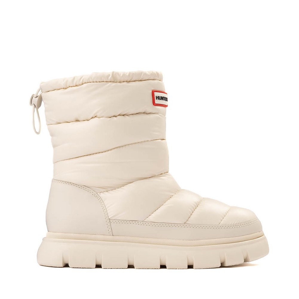 Womens Hunter Maribel Lug Sole Insulated Waterproof Snow Bootie - Ivory