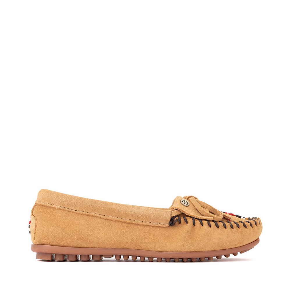 Womens Minnetonka Thunderbird &quot;Animikii&quot; Hardsole Moccasin - Taupe