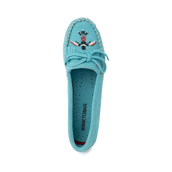 alternate view Womens Minnetonka Thunderbird "Animikii" Hardsole Moccasin - TurquoiseALT2