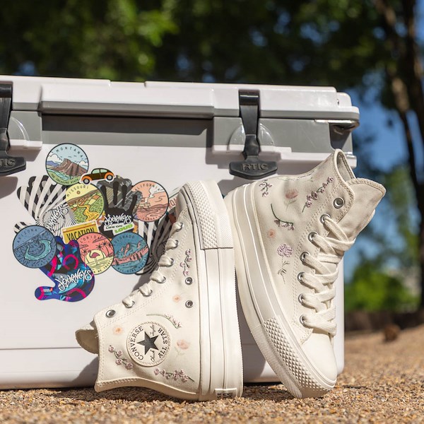 alternate view Womens Converse Chuck Taylor All Star Lift Boho Floral High-Top Sneaker - Vintage White / Summit PinkHERO