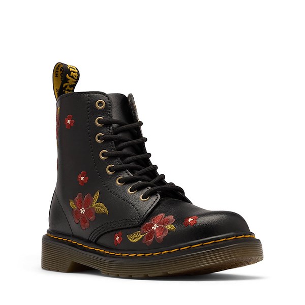 alternate view Dr. Martens 1460 Autumn Floral Embroidery Boot - Little Kid / Big Kid - BlackALT5