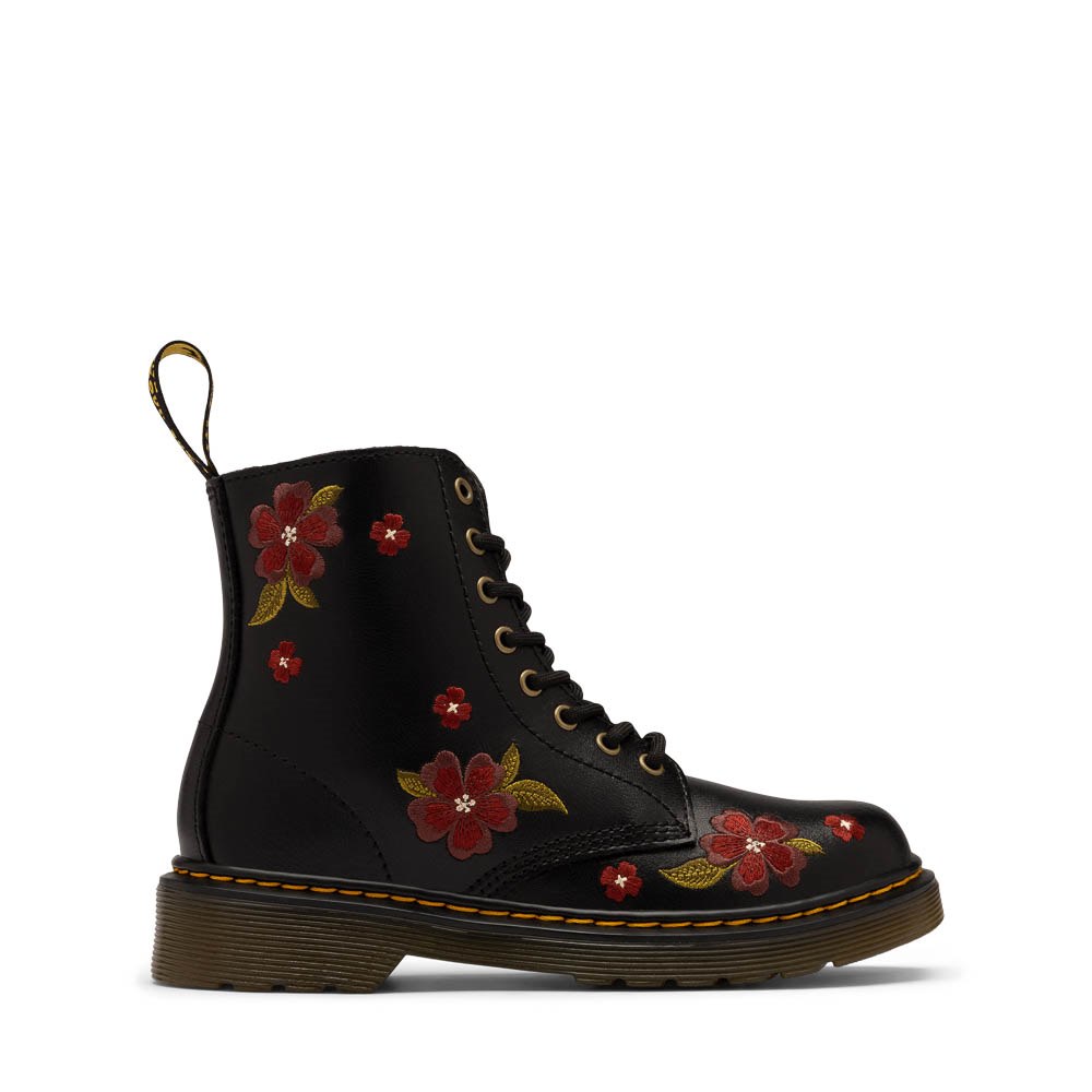 Dr. Martens 1460 Autumn Floral Embroidery Boot - Little Kid / Big Kid - Black