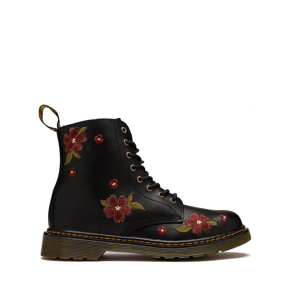 Dr. Martens 1460 Autumn Floral Embroidery Boot - Big Kid - Black