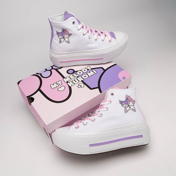 alternate view Converse x Hello Kitty&reg; & Friends Chuck Taylor All Star Lift Double Stack High-Top My Melody & Kuromi Sneaker - GrayALT1D