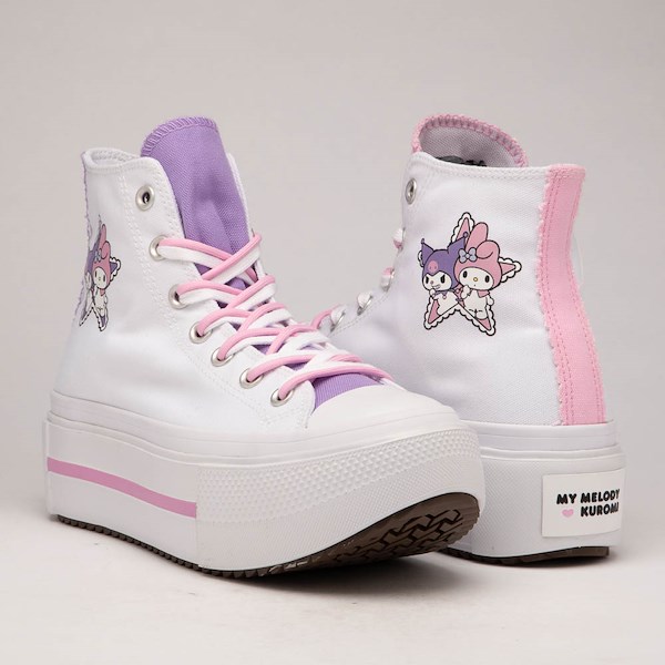alternate view Converse x Hello Kitty&reg; & Friends Chuck Taylor All Star Lift Double Stack High-Top My Melody & Kuromi Sneaker - GrayHERO