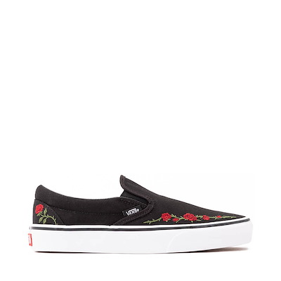 Main view of Vans Classic Slip-On Rose Embroidery Skate Shoe - Black / Red / White