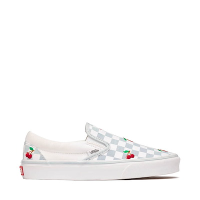 Main view of Vans Classic Slip-On Cherries &amp; Checkers Skate Shoe - Light Blue / True White