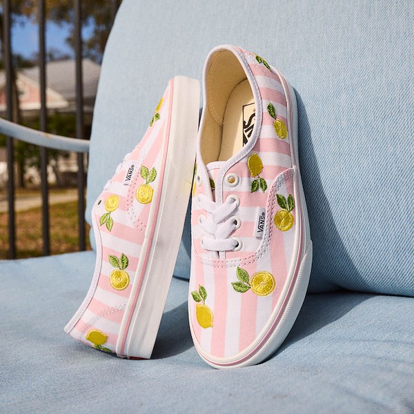 alternate view Vans Authentic Lemons & Stripes Skate Shoe - Light Pink / White / YellowHERO