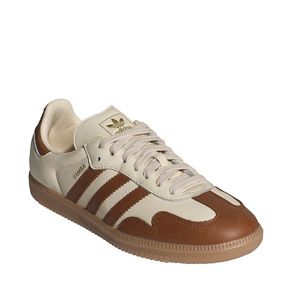 alternate view Womens adidas Samba OG Athletic Shoe - Wonder White / Dusky Bronze / Gold MetallicALT5