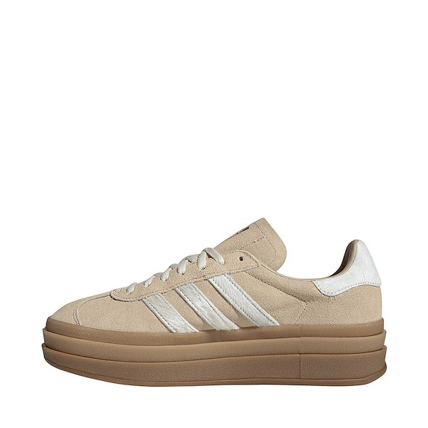alternate view Womens adidas Gazelle Bold Athletic Shoe - Stone Khaki / Cream White / Gold MetallicALT1