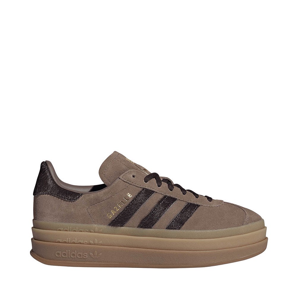 Womens adidas Gazelle Bold Athletic Shoe - Earth Strata / Aurora Coffee / Gold Metallic