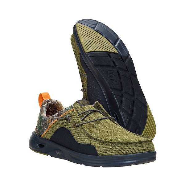 alternate view Mens HEYDUDE Wally Hey2O Realtree Edge Casual Shoe - Army Green / CamoALT3