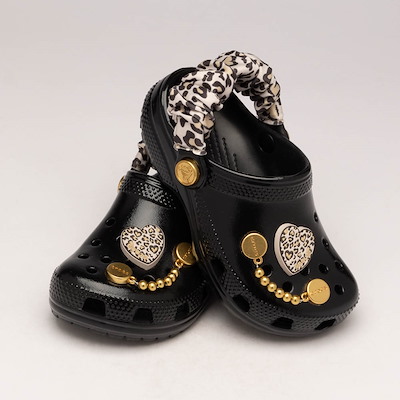 Main view of Crocs Classic High-Shine Leopard Clog - Baby / Toddler - Black