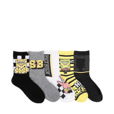 Main view of SpongeBob SquarePants&amp;trade; Crew Socks 5 Pack - Little Kid - Multicolor