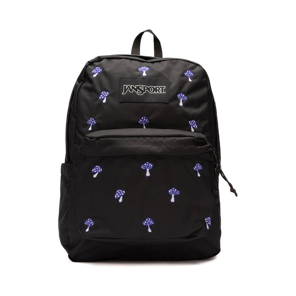 JanSport SuperBreak Plus Backpack - Embroidered Shrooms Black