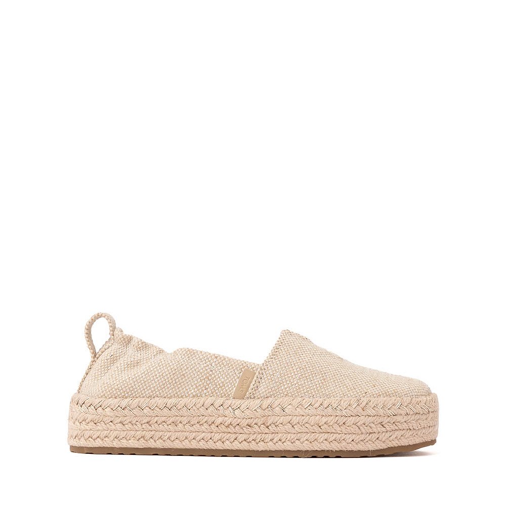 TOMS Valencia Platform Espadrille - Little Kid / Big Kid - Champagne Glimmer