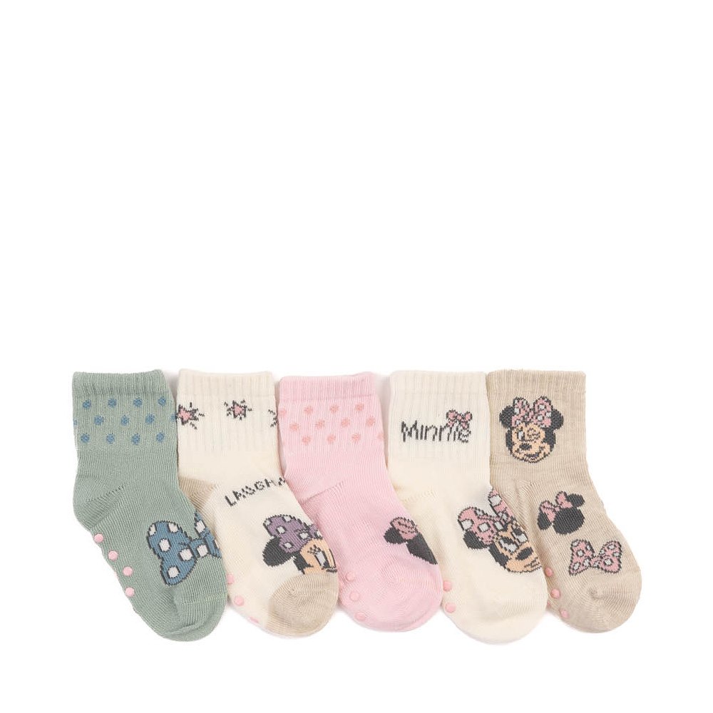 Disney Minnie Mouse Gripper Crew Socks 5 Pack - Toddler - Multicolor