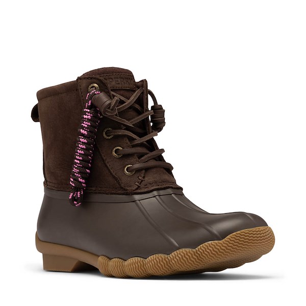 alternate view Womens Sperry Saltwater&trade; Lace-Up Duck Boot - Dark BrownALT5