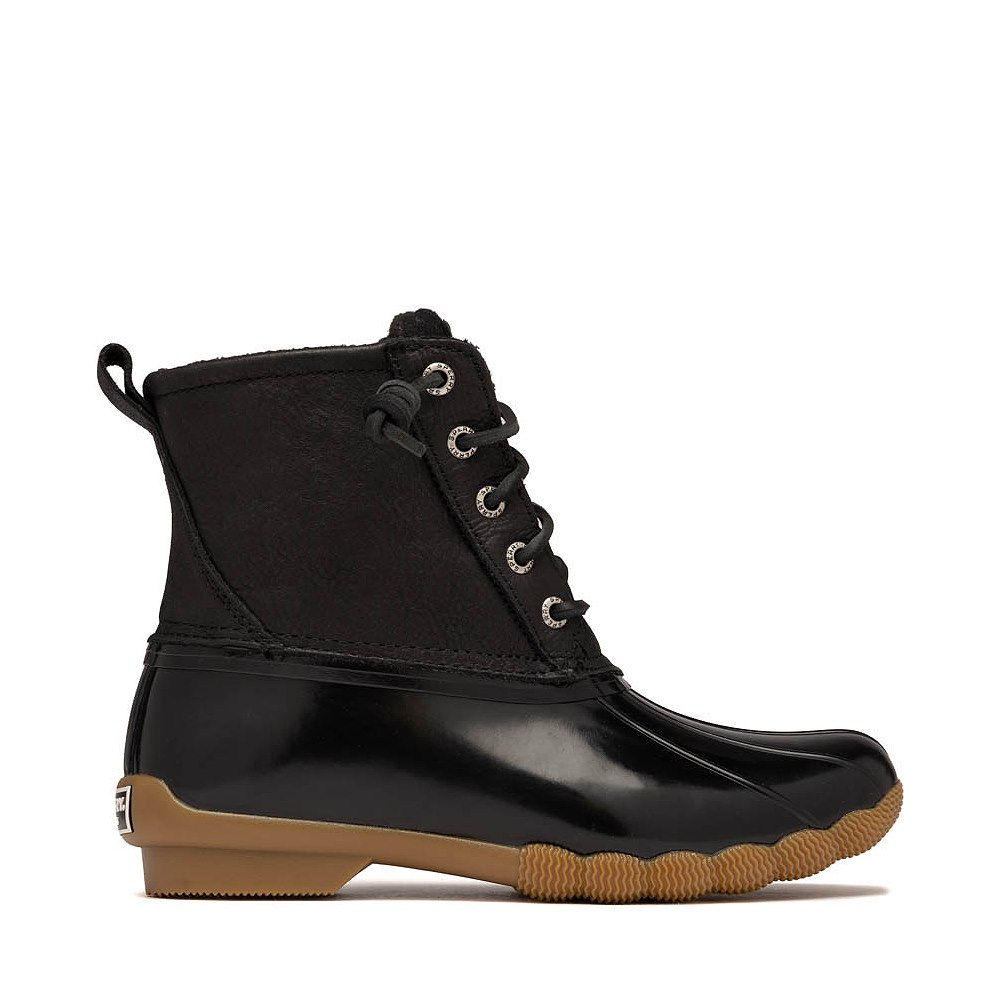 Womens Sperry Saltwater&trade; Lace-Up Duck Boot - Black