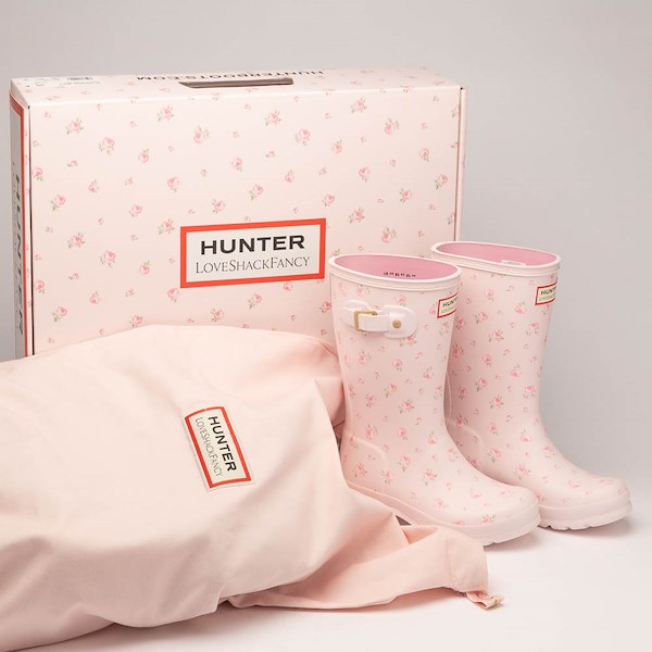 alternate view Hunter x LoveShackFancy Original Short Rain Boot - Little Kid / Big Kid - Blooming HeirloomALT1D